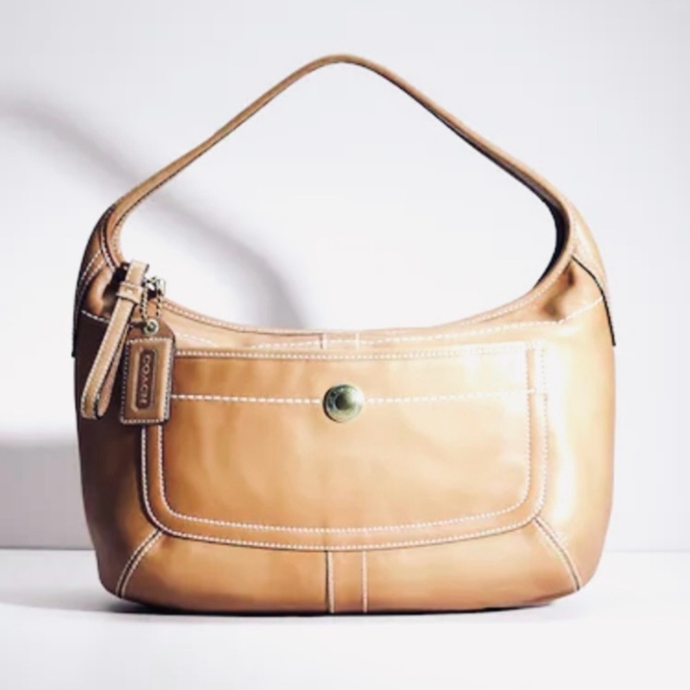 COACH Ergo Natural Tan Pebble Grain Leather Hobo Bag Vintage 11612